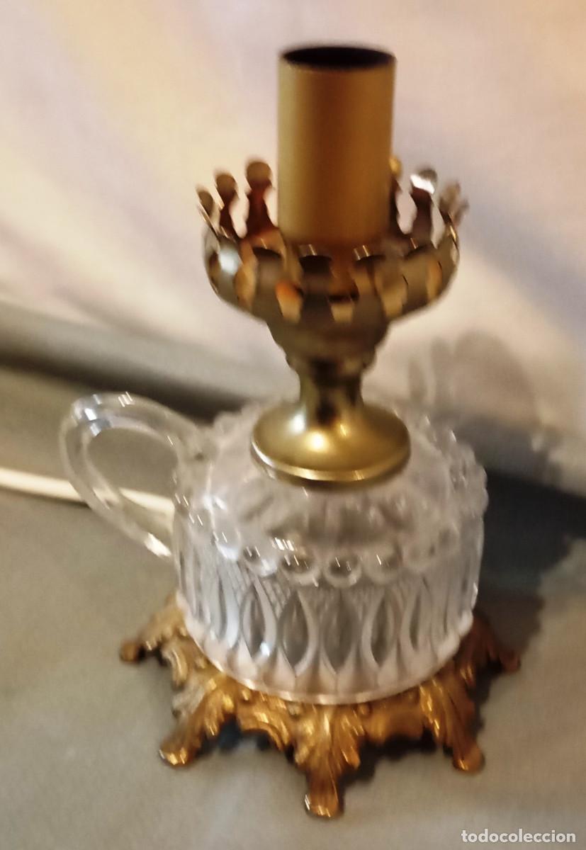 Vintage: L&aacute;mpara de aceite electrificada de vidrio y Bronce - Foto 13