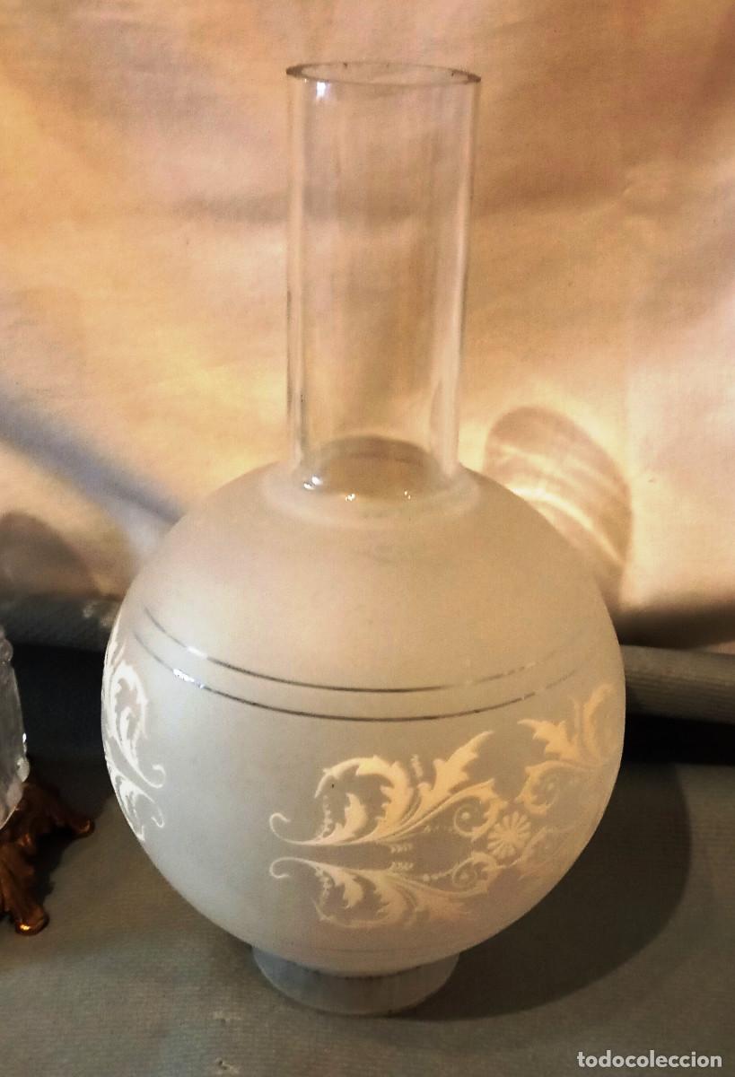 Vintage: L&aacute;mpara de aceite electrificada de vidrio y Bronce - Foto 14