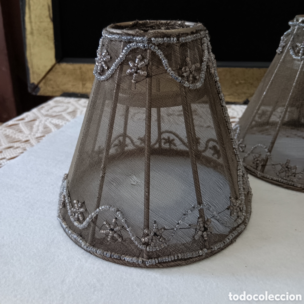 Vintage: Pantallas de l&aacute;mpara de tul - Foto 5