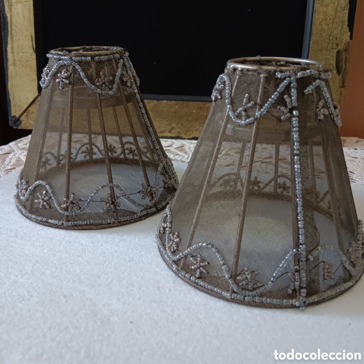 Vintage: Pantallas de l&aacute;mpara de tul - Foto 1