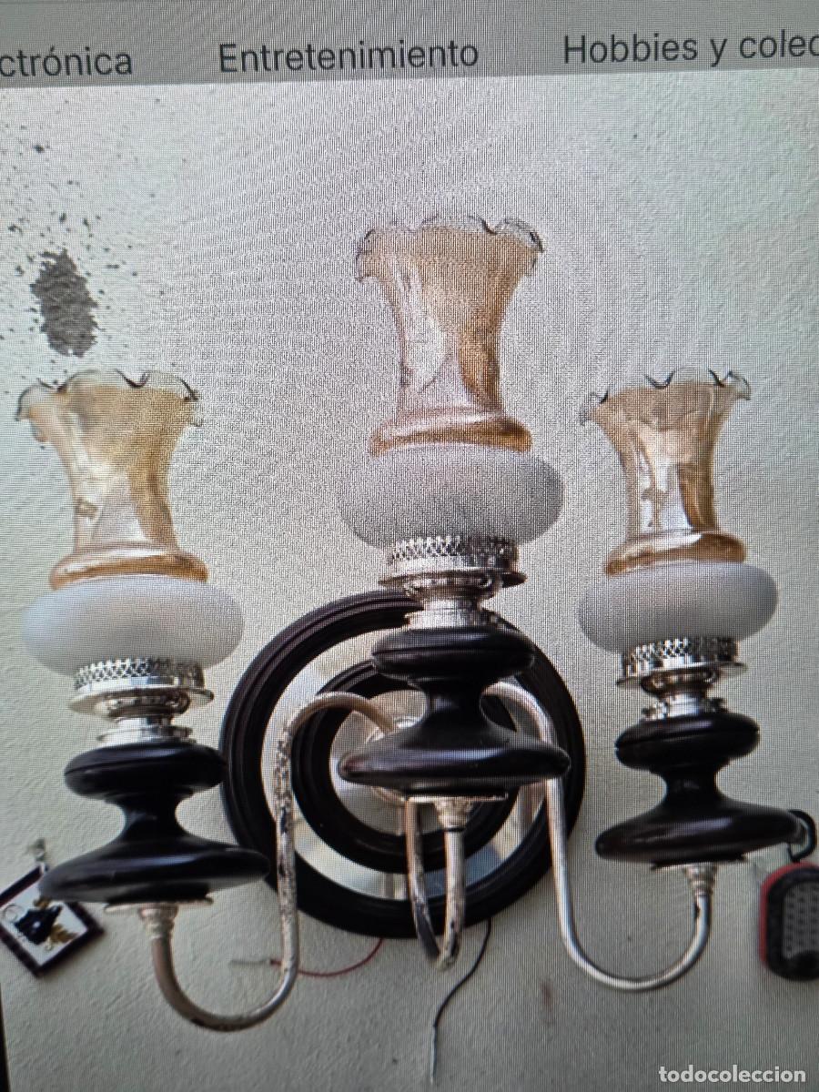 Vintage: aplique de pared alpaca y madera - Foto 1