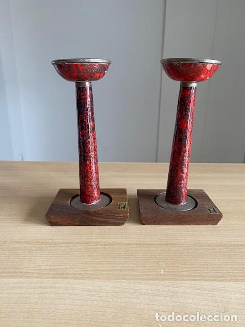 Vintage: CANDELABROS CLOISONNE Y PLATA 925 CONTRASTADA - Foto 1