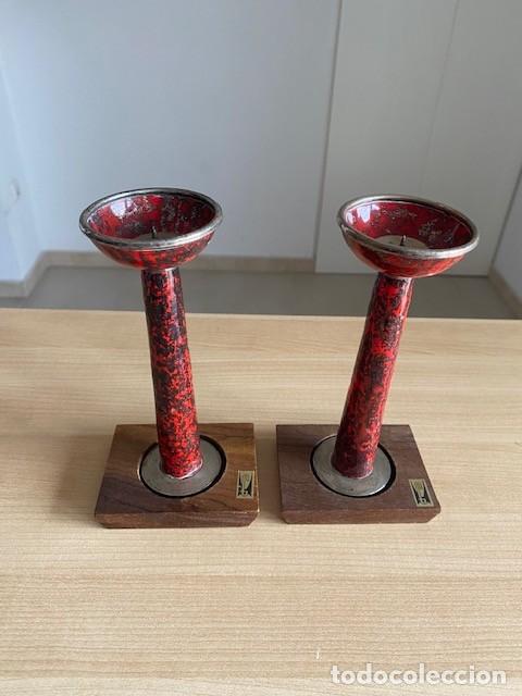 Vintage: CANDELABROS CLOISONNE Y PLATA 925 CONTRASTADA - Foto 2