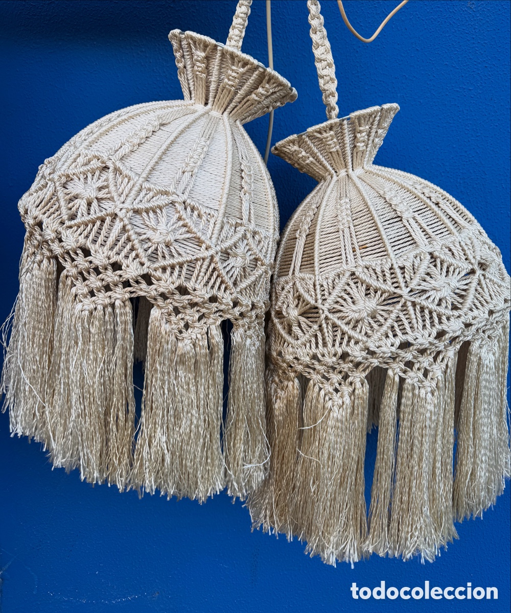 Vintage: 2 l&aacute;mparas de techo de macram&eacute; - Foto 1