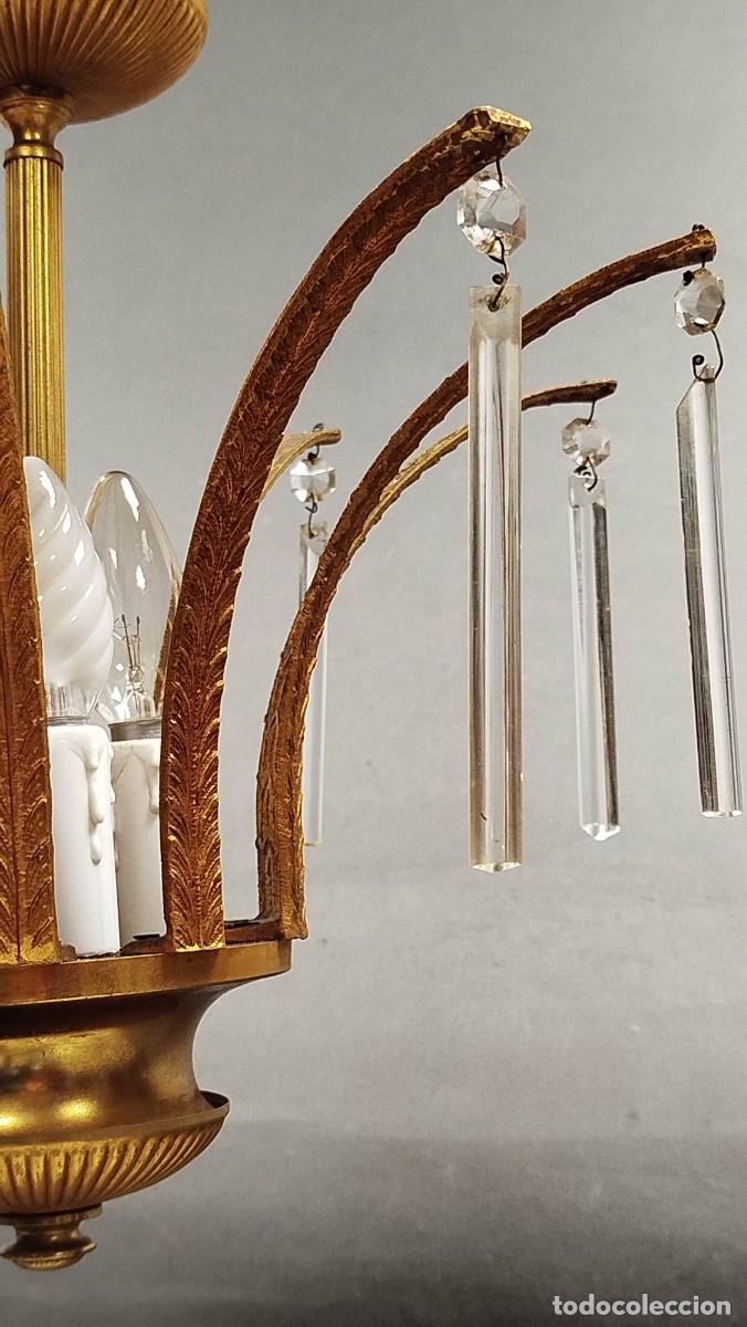 Vintage: LAMPARA DE TECHO DE LATON Y CRISTAL - Foto 9