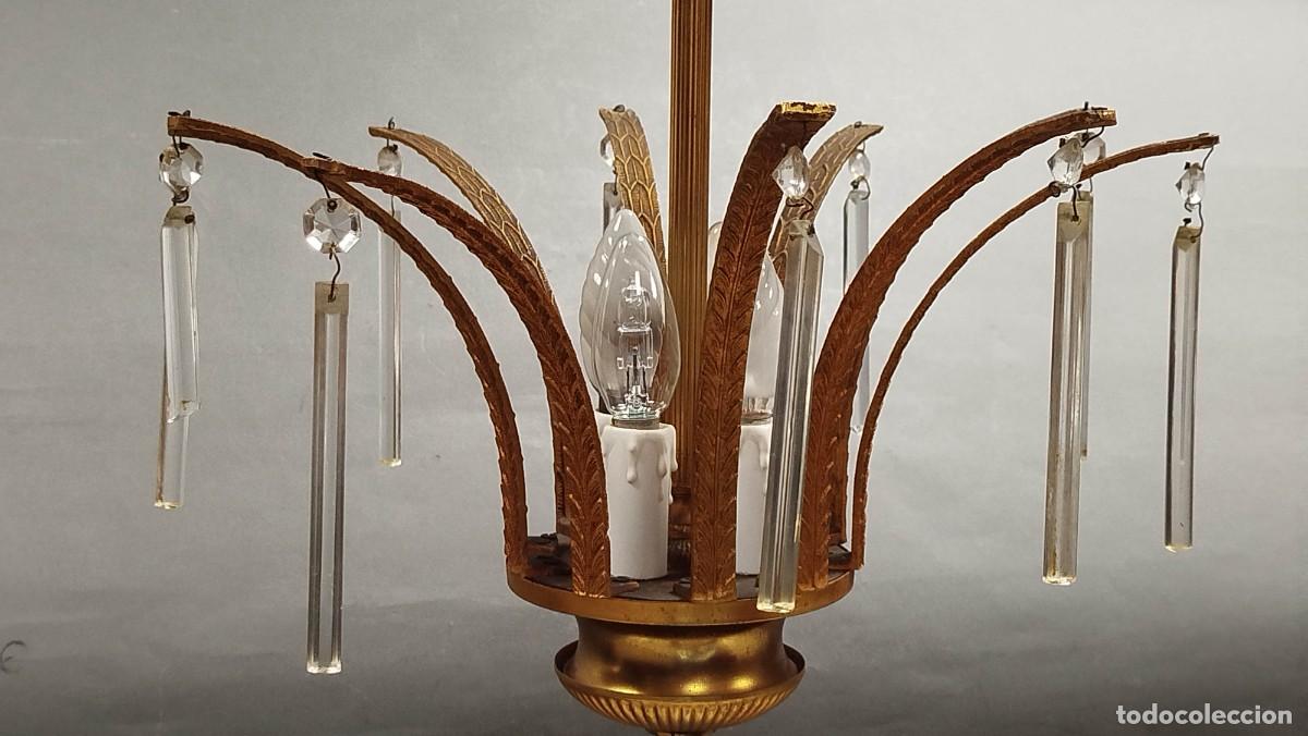 Vintage: LAMPARA DE TECHO DE LATON Y CRISTAL - Foto 10