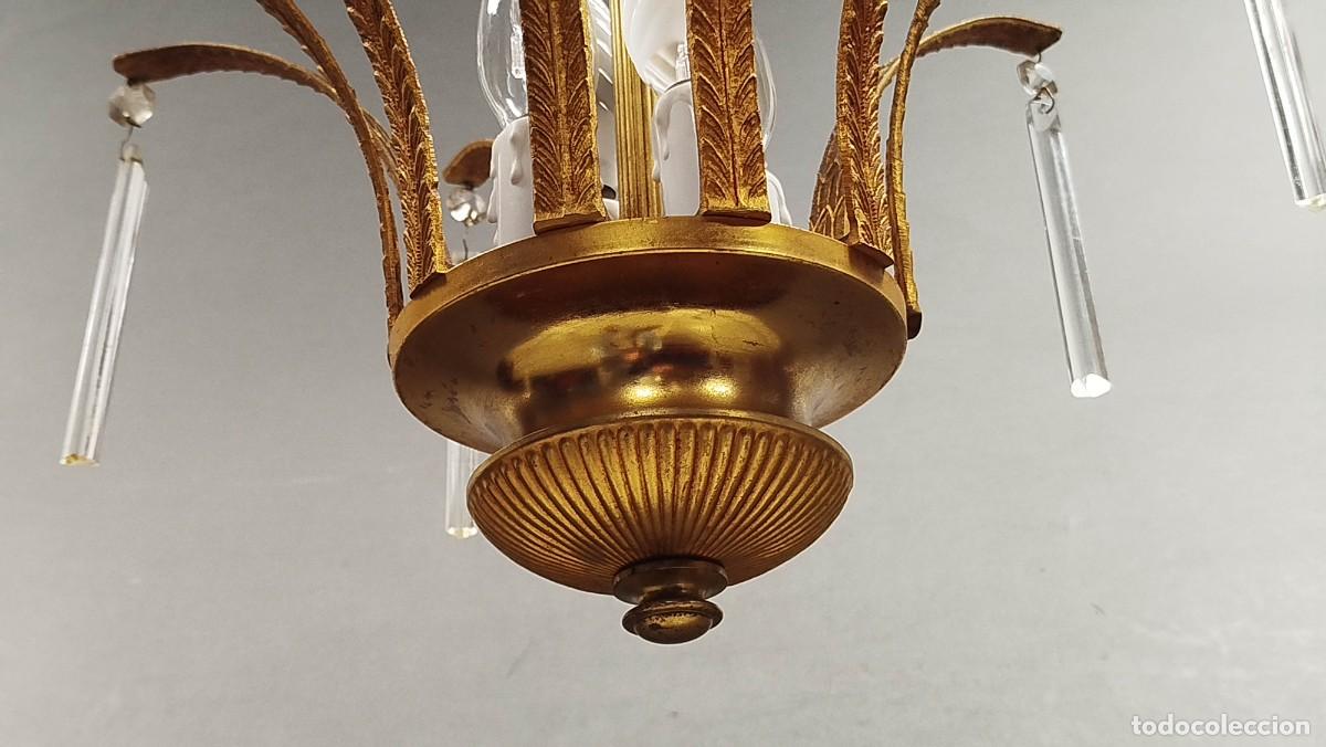 Vintage: LAMPARA DE TECHO DE LATON Y CRISTAL - Foto 11