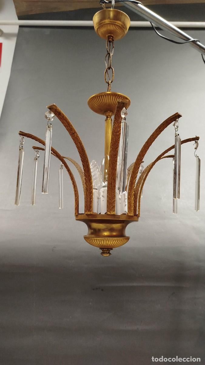 Vintage: LAMPARA DE TECHO DE LATON Y CRISTAL - Foto 12