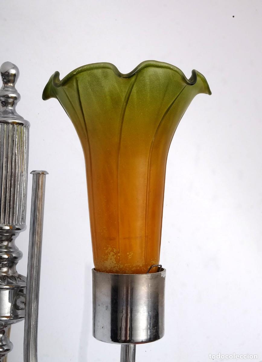 Vintage: Antiguo aplique de metal y cristal - Foto 4