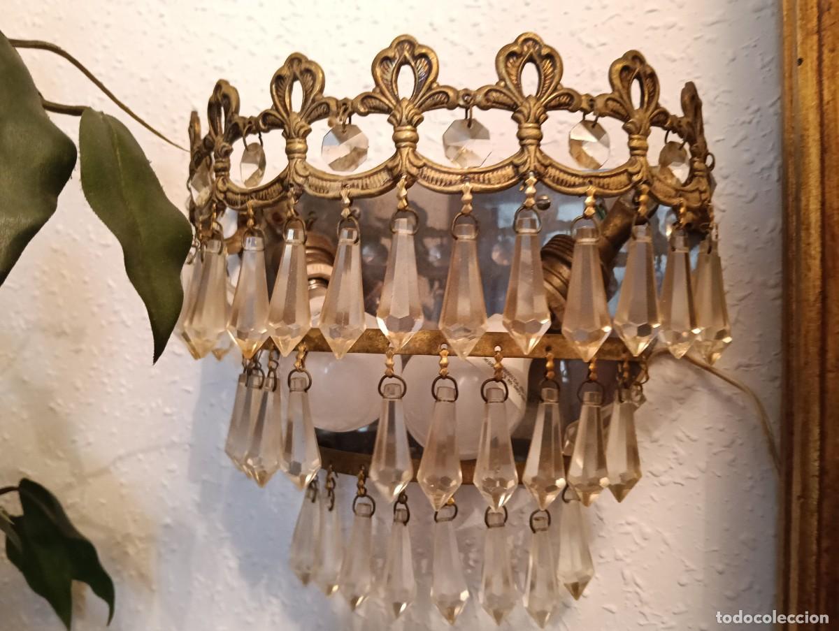 Vintage: Lote de l&aacute;mpara cristal de roca y dos apliques - Foto 5