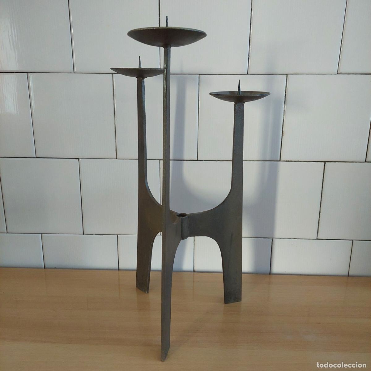 Vintage: Candelabro de bronce brutalista 42 cm - Foto 2