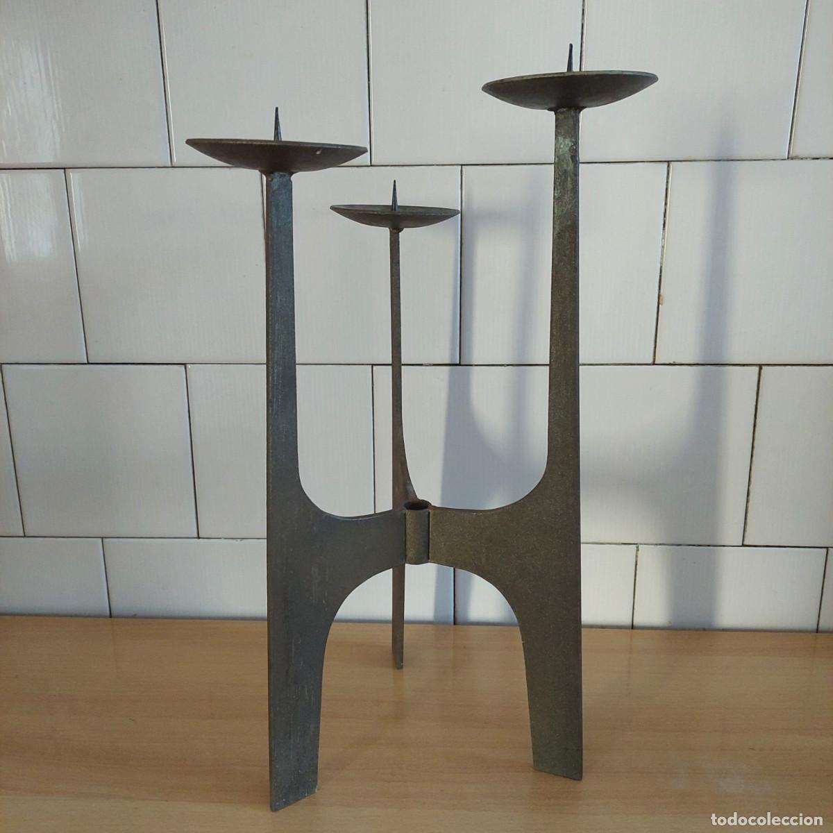 Vintage: Candelabro de bronce brutalista 42 cm - Foto 3