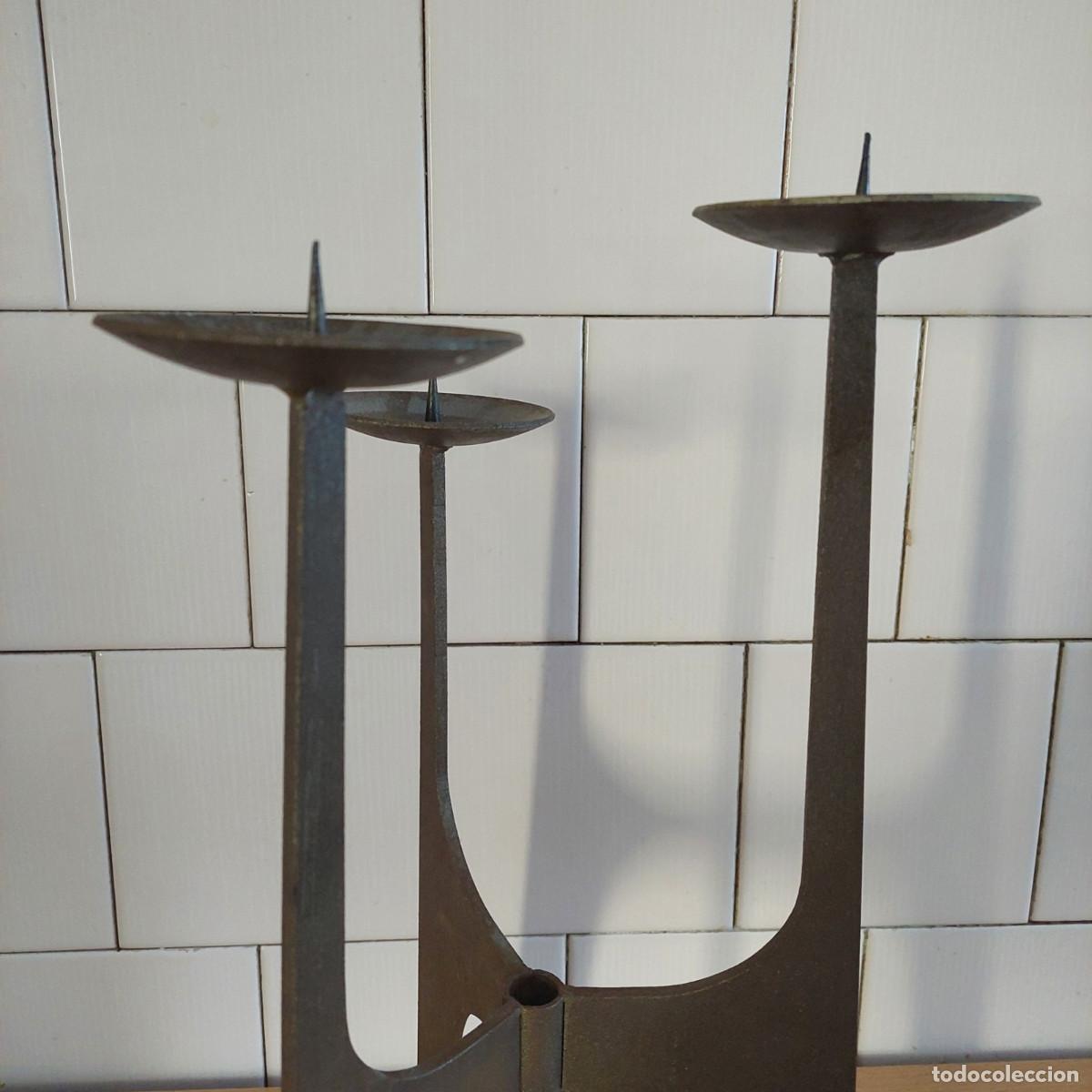 Vintage: Candelabro de bronce brutalista 42 cm - Foto 6