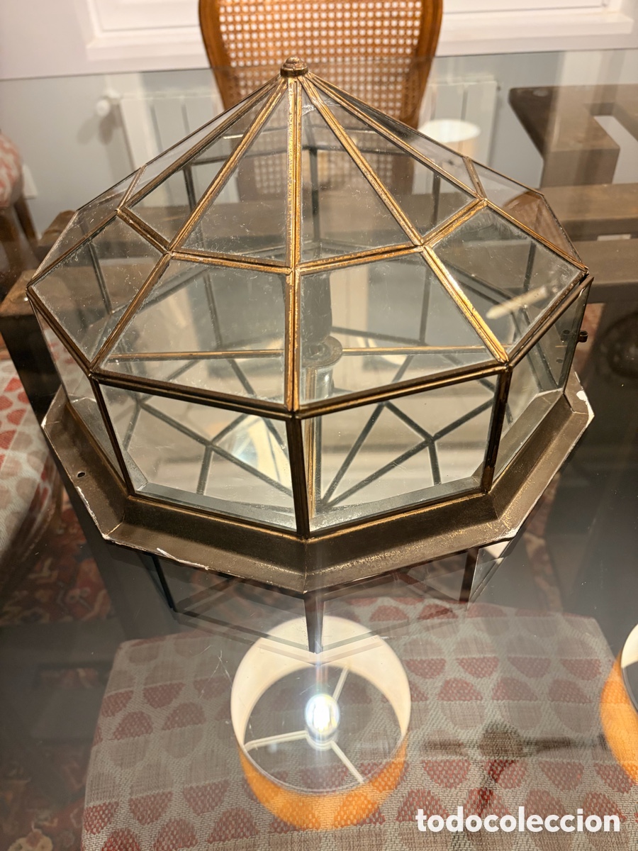 Vintage: Aplique techo bronce y cristal - Foto 1