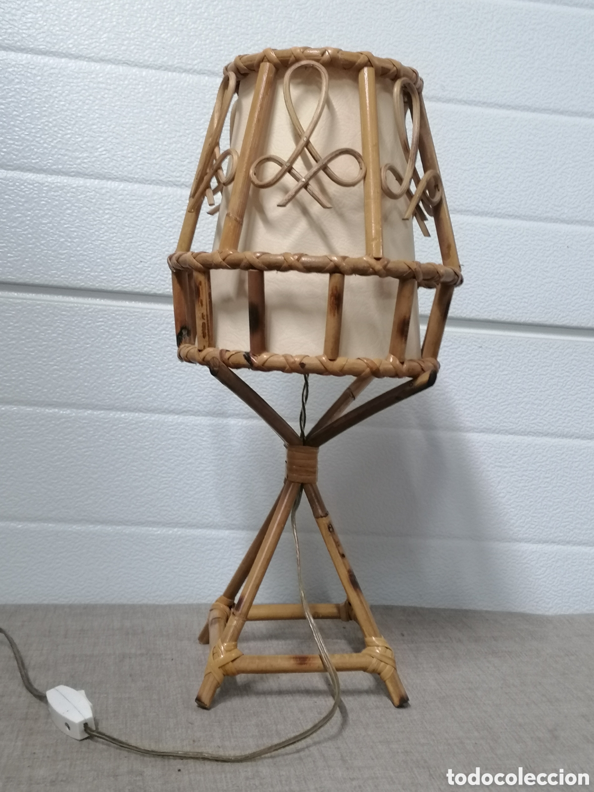 Vintage: L&aacute;mpara de mesa bambu vintage - Foto 3