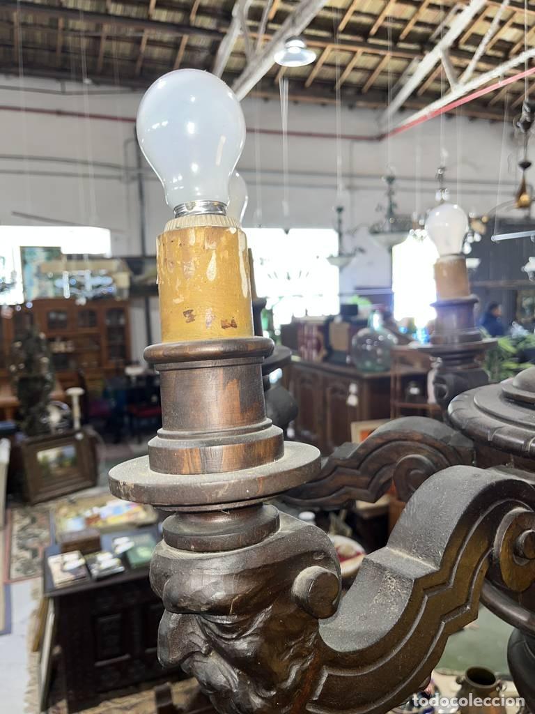 Vintage: ANTIGUA L&Aacute;MPARA DE MADERA - Foto 6
