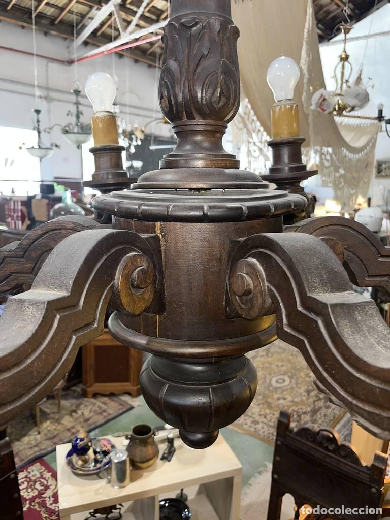 Vintage: ANTIGUA L&Aacute;MPARA DE MADERA - Foto 7