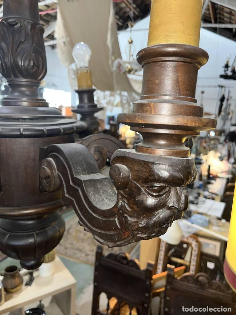 Vintage: ANTIGUA L&Aacute;MPARA DE MADERA - Foto 8