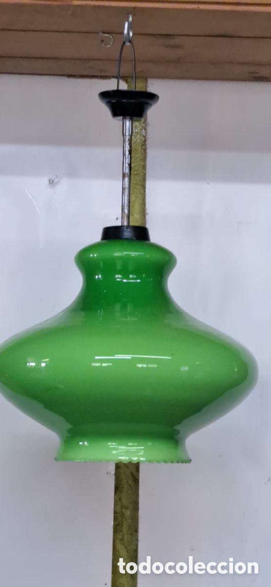 Vintage: Bonita lampara de techo de opalina Verde - Foto 2
