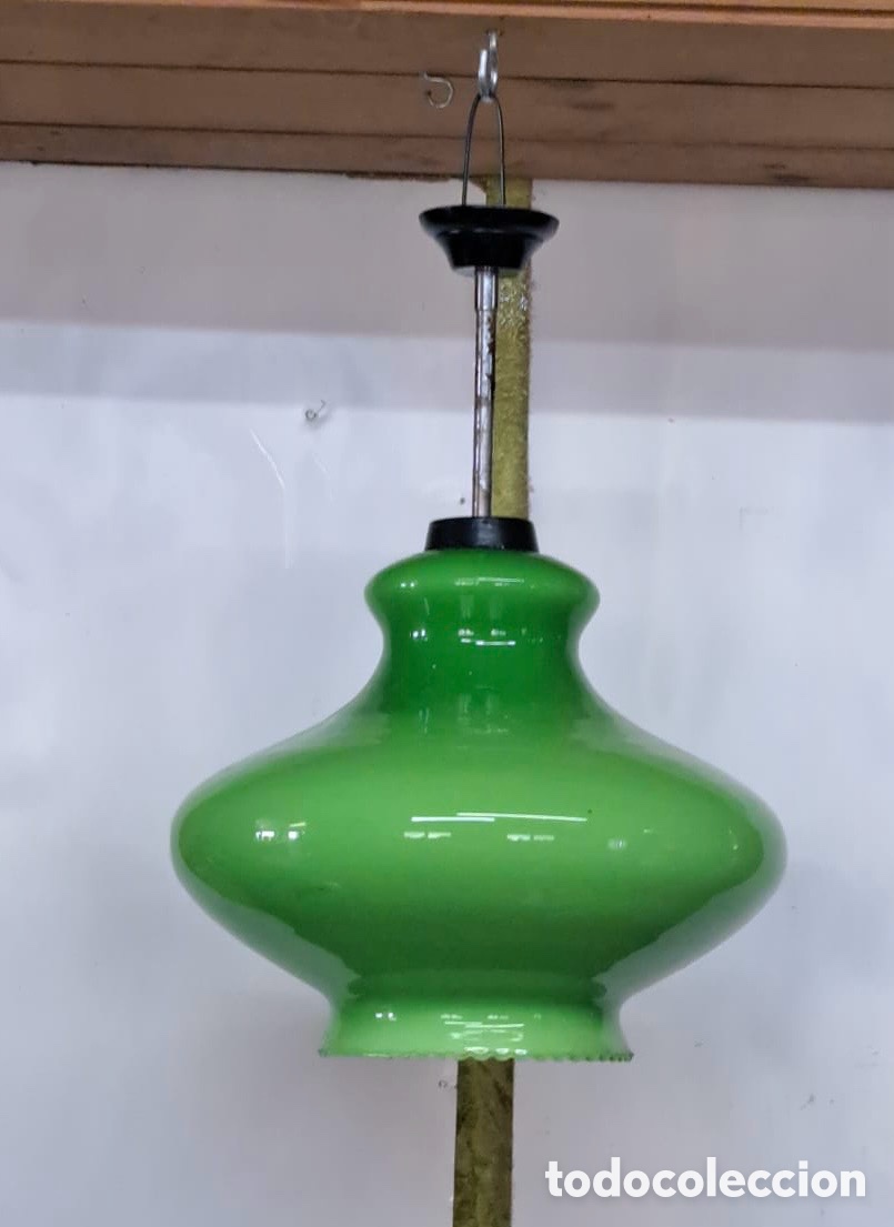 Vintage: Bonita lampara de techo de opalina Verde - Foto 1