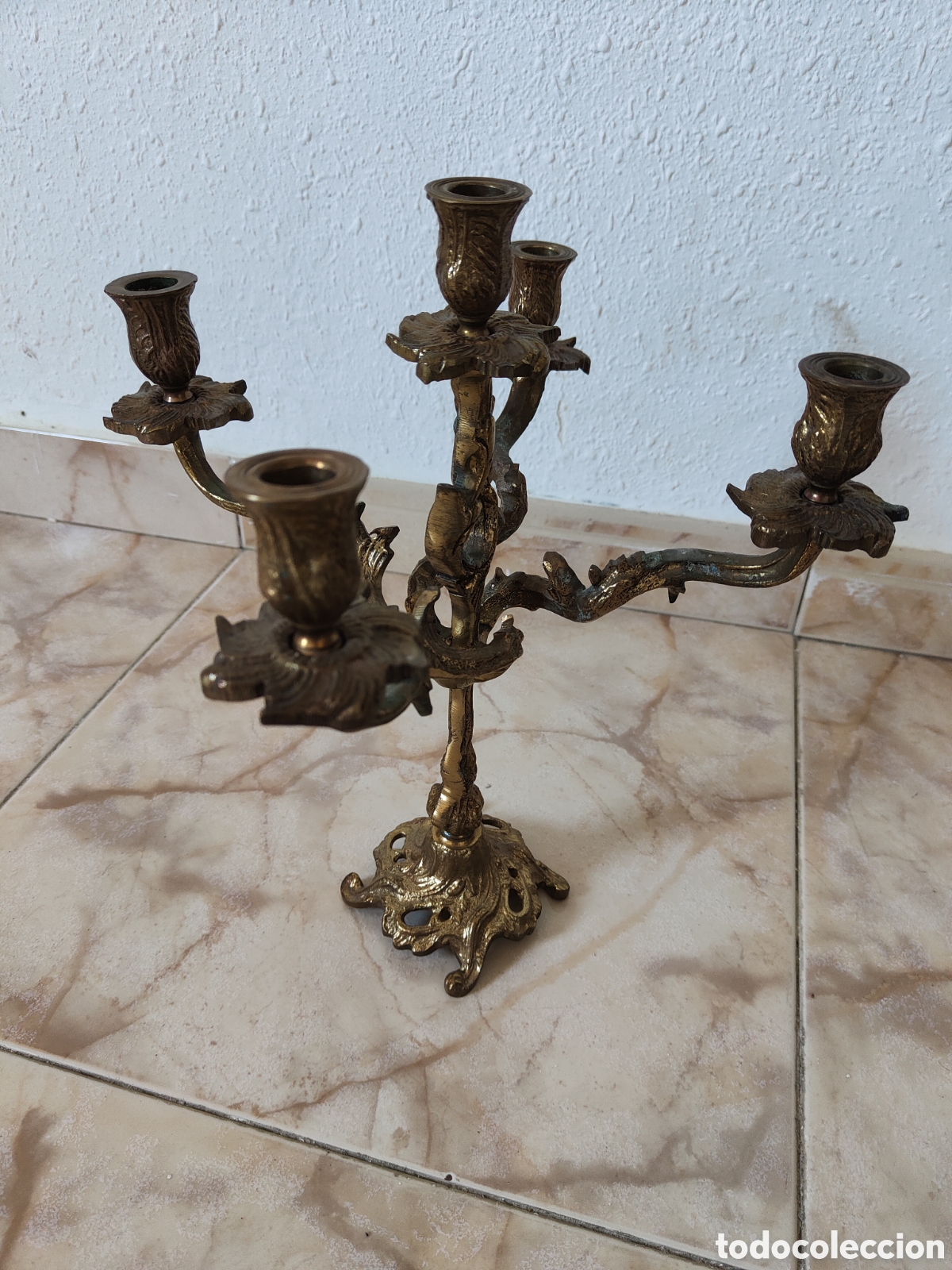 Vintage: Candelabro de bronce antiguo - Foto 2