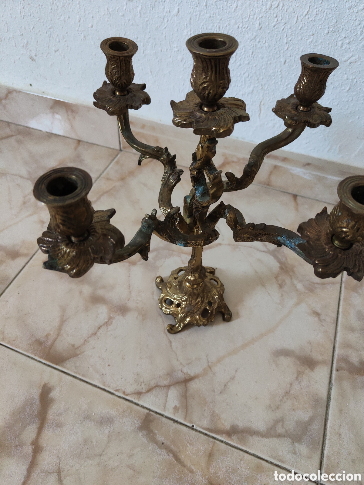 Vintage: Candelabro de bronce antiguo - Foto 4
