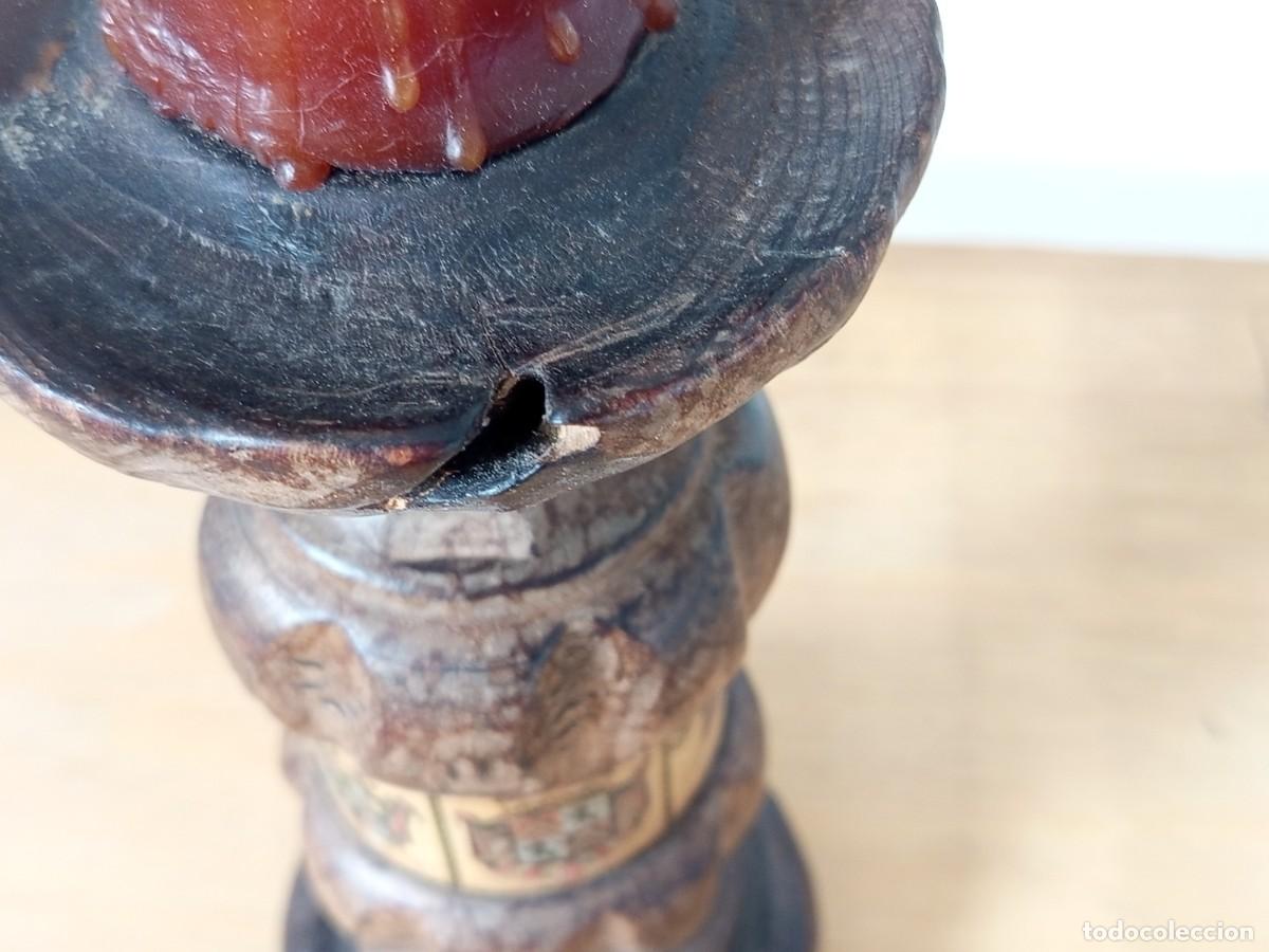 Vintage: Candelabro de madera antiguo.Hecho en Espa&ntilde;a - Foto 3