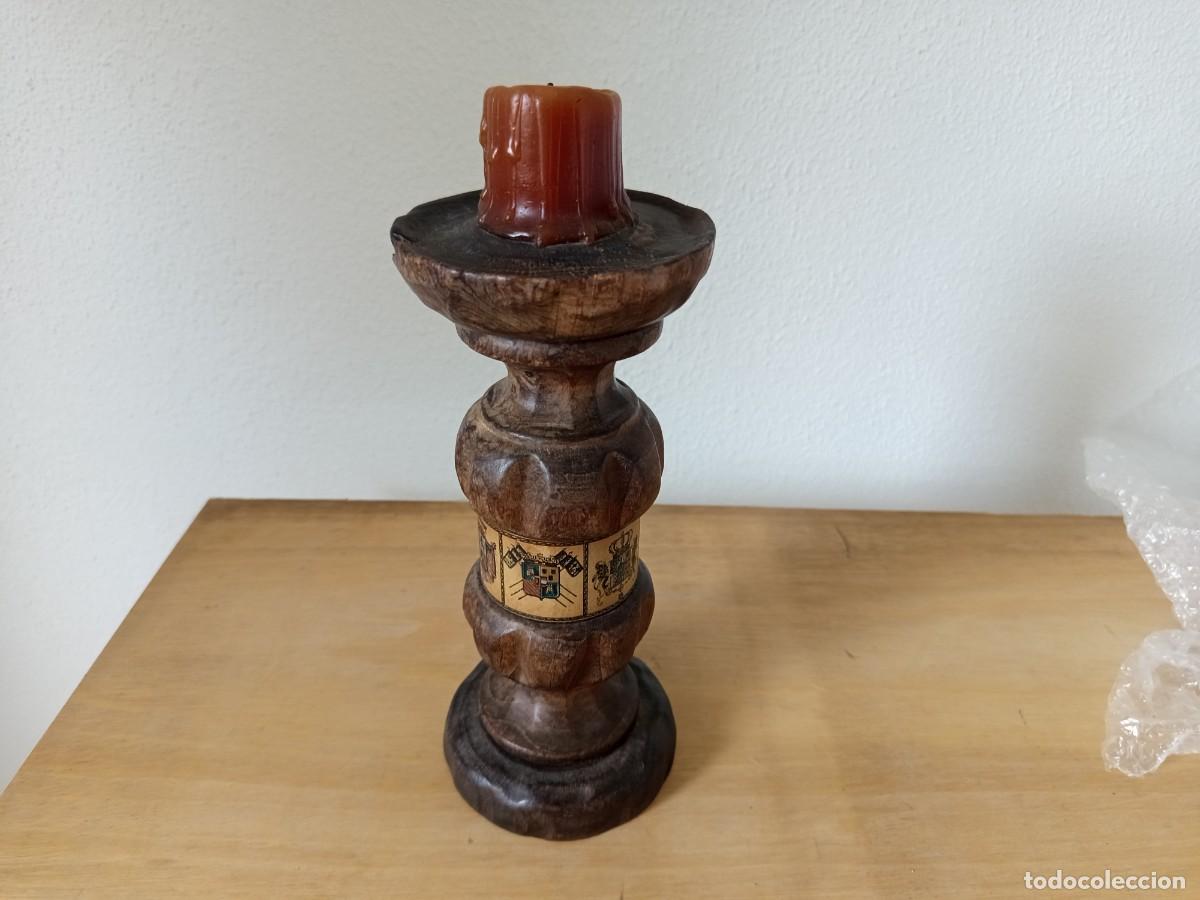 Vintage: Candelabro de madera antiguo.Hecho en Espa&ntilde;a - Foto 5