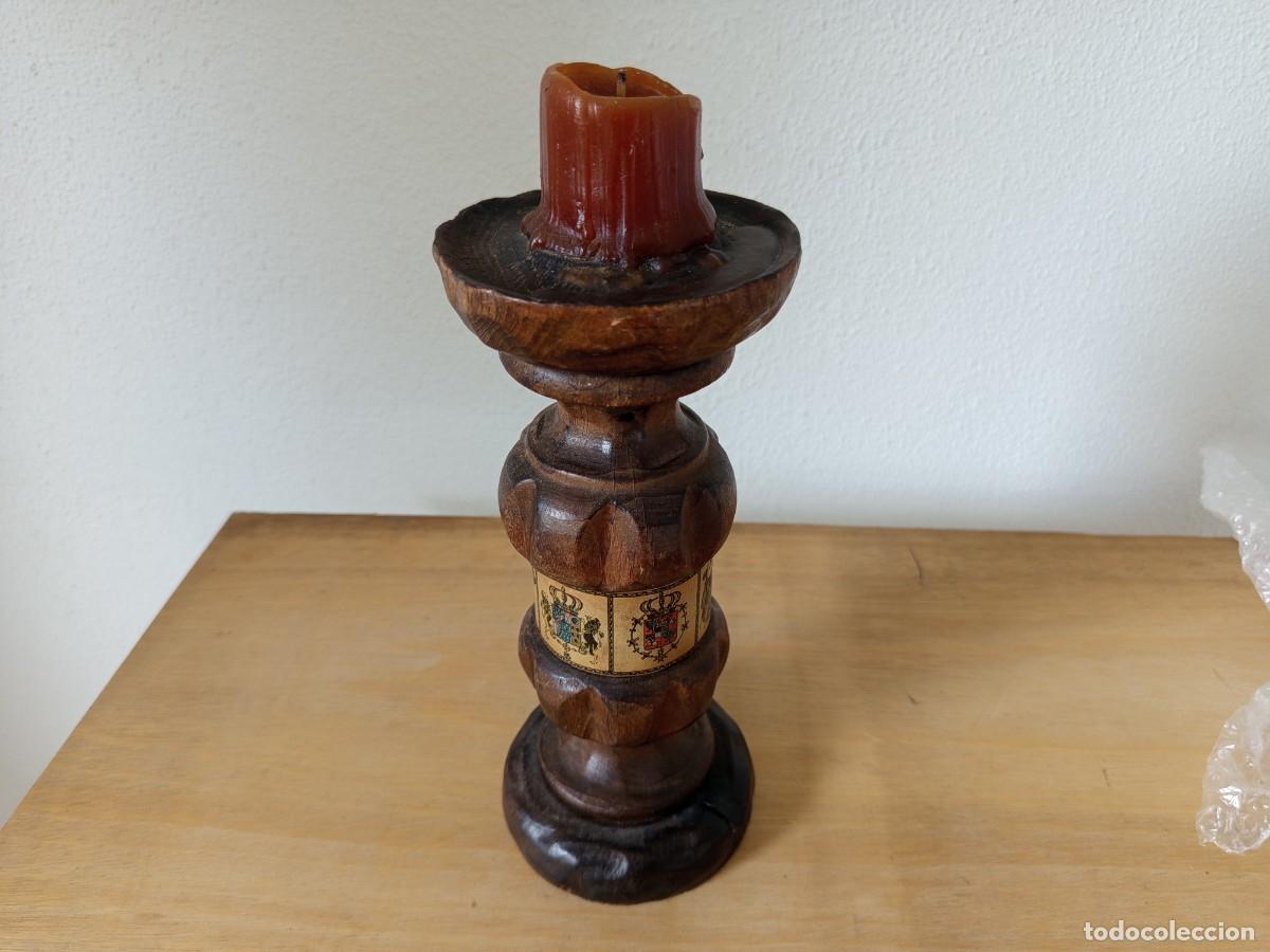 Vintage: Candelabro de madera antiguo.Hecho en Espa&ntilde;a - Foto 6