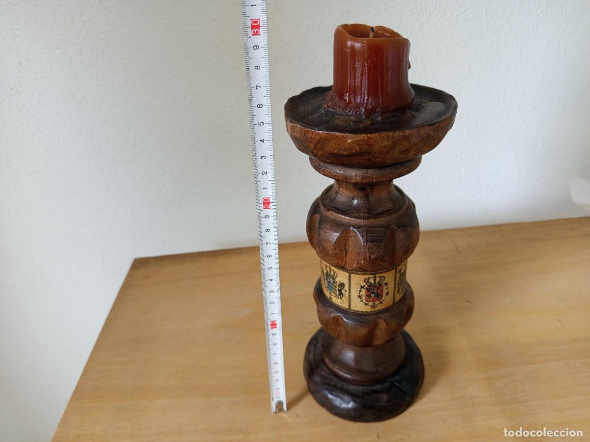 Vintage: Candelabro de madera antiguo.Hecho en Espa&ntilde;a - Foto 8