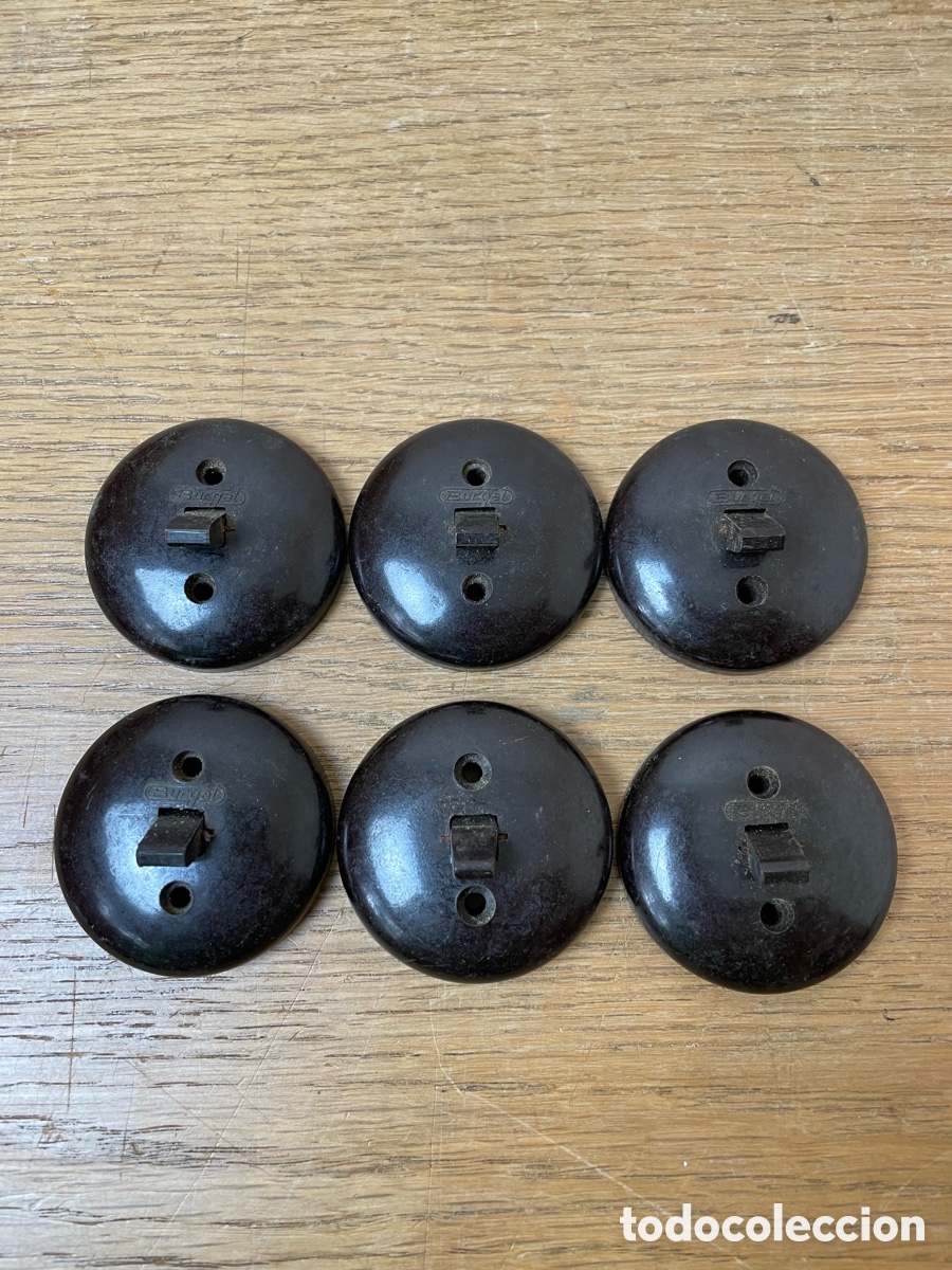 Vintage: Lote de 6 interruptores de baquelita - Foto 7