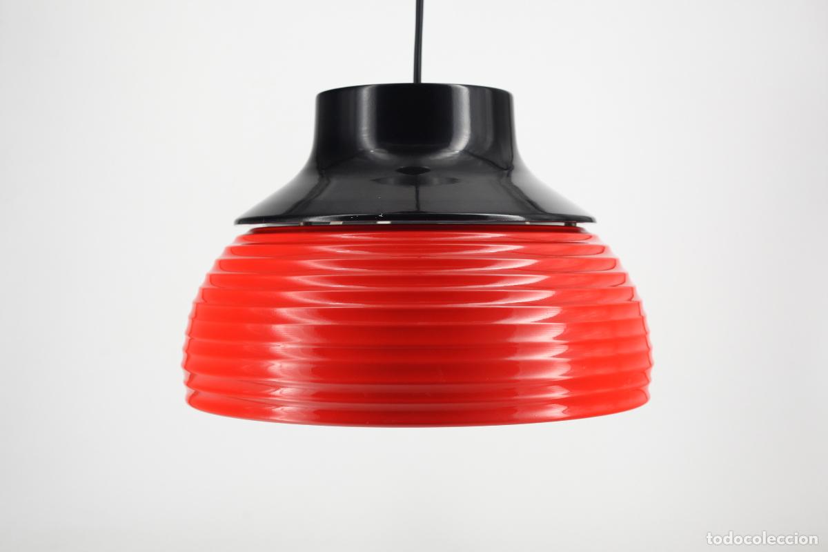 Vintage: lamapra techo vintage metal cromado rojo nregro retro a&ntilde;os 70