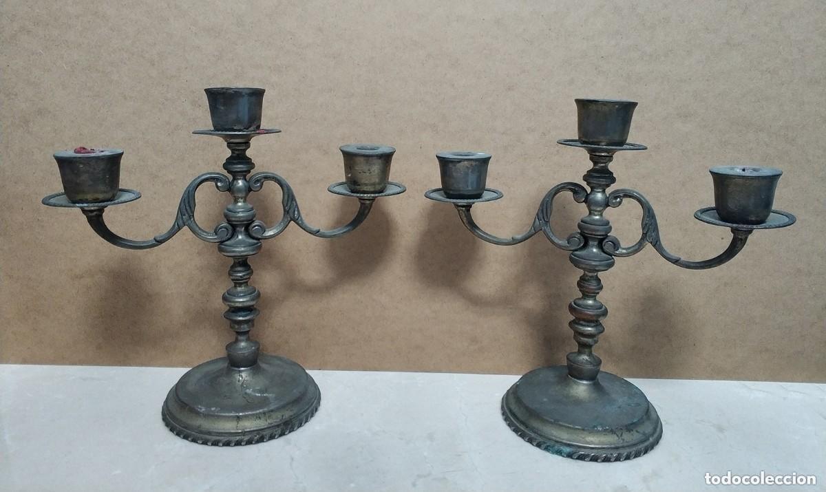 Vintage: Bonita pareja de antiguos candelabros