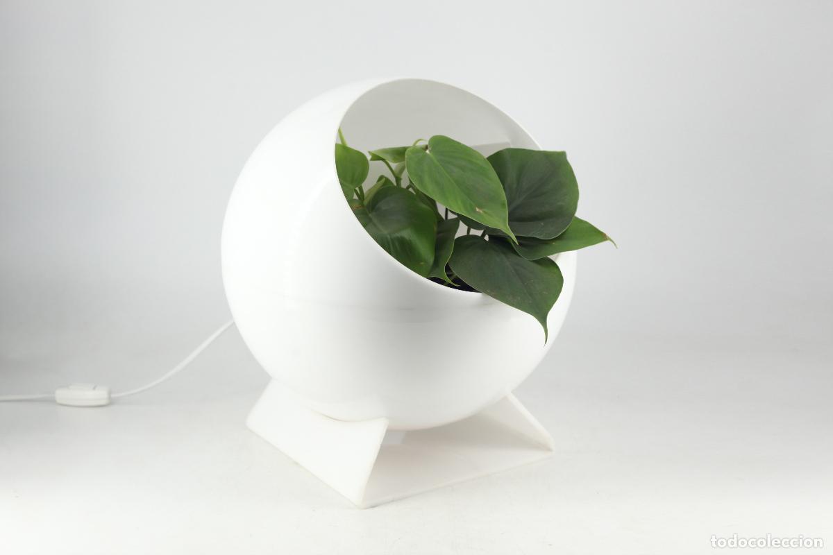 Vintage: l&aacute;mpara bola macetero blanco metacrilato vintage retro space age espa&ntilde;a 70's