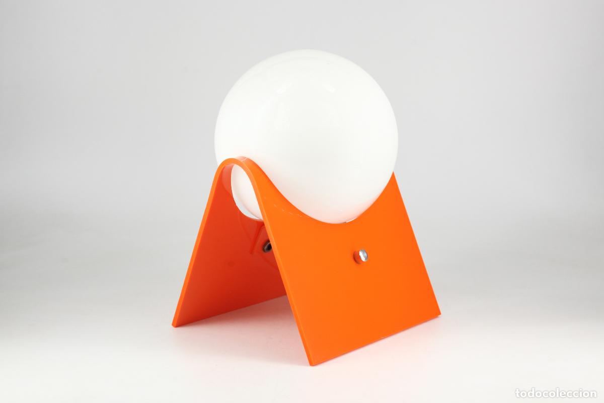 Vintage: l&aacute;mpara sobremesa Graupera metacrilato naranja opalina space age Espa&ntilde;a a&ntilde;os 70