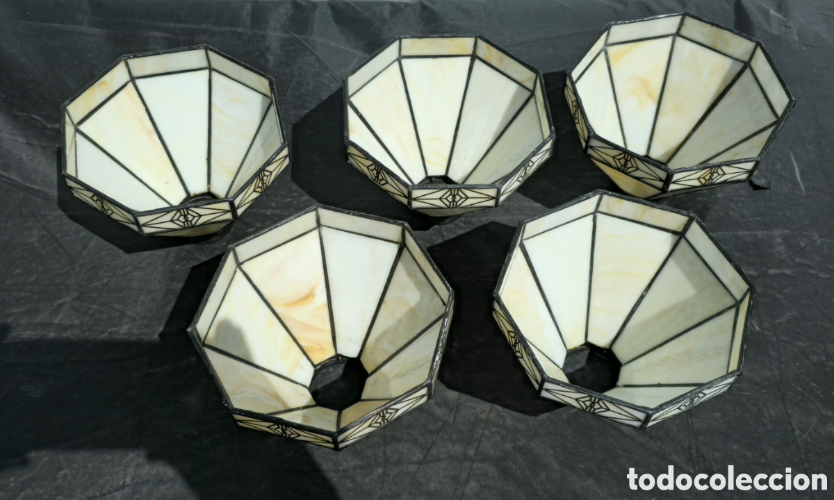 Vintage: 5 Tulipas vidrio / plomo