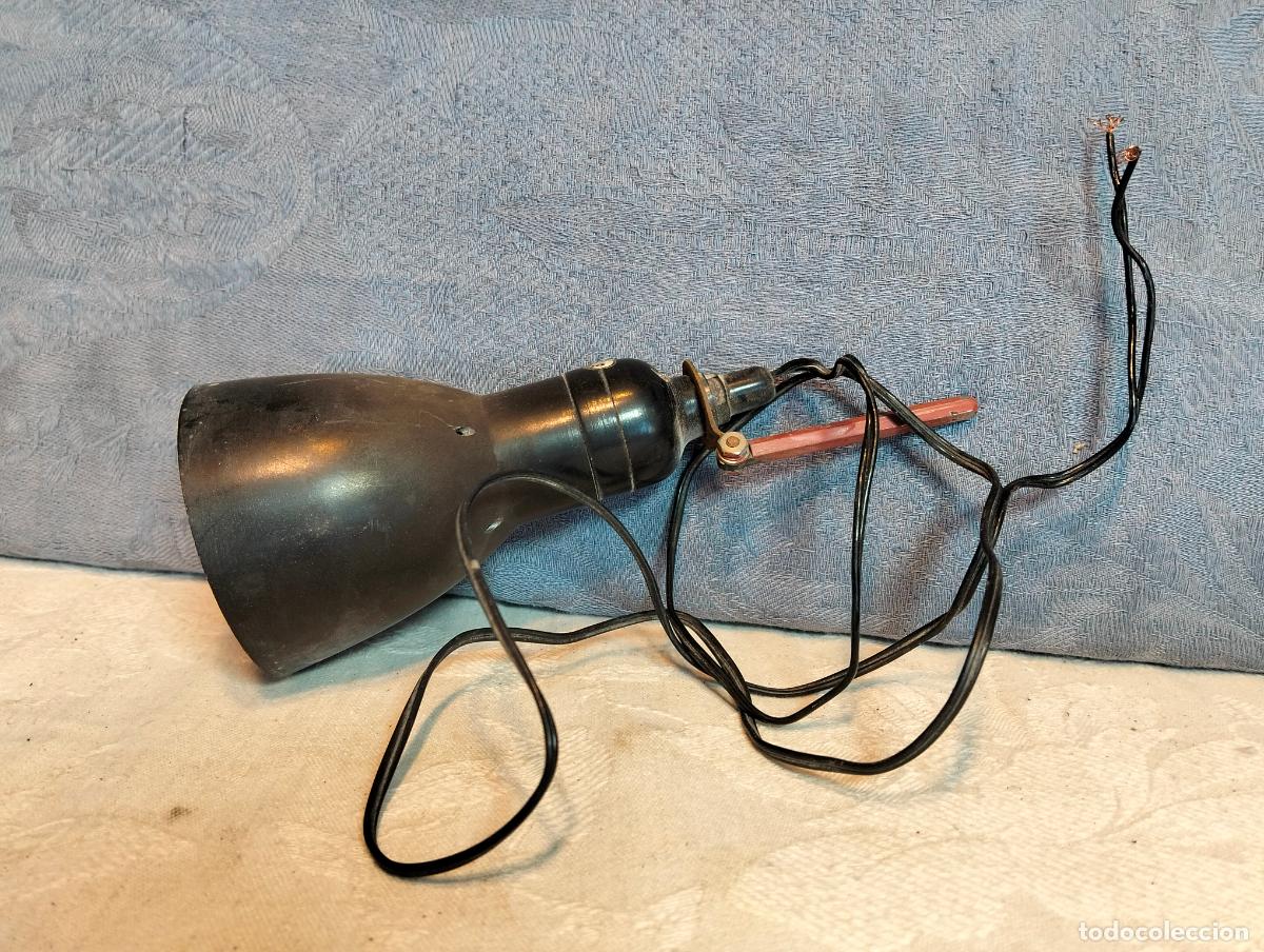 Vintage: Luz l&aacute;mpara estilo industrial vintage negra para soporte o repuesto vintage baquelita negra a&ntilde;os 50