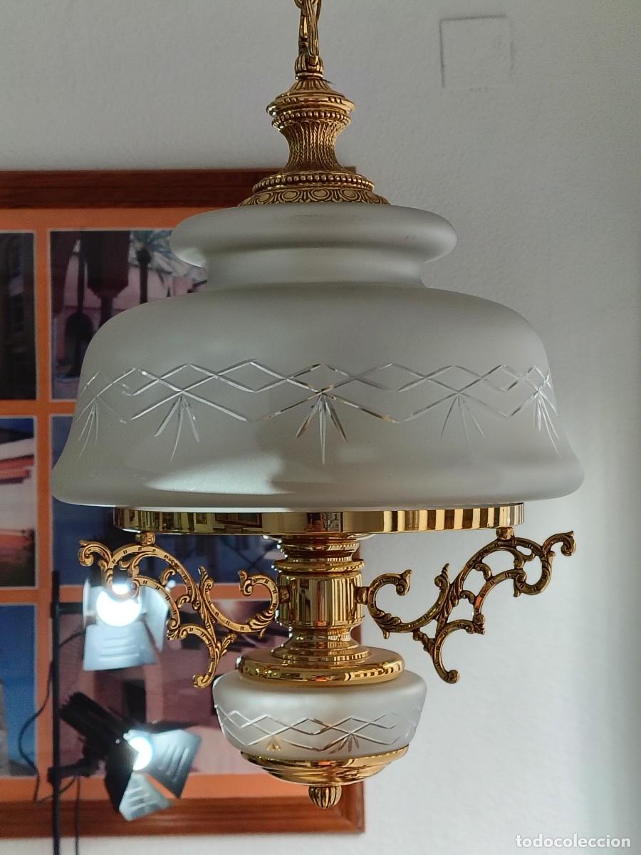 Vintage: ESPECTACULAR LAMPARA CON CRISTAL TALLADO - Foto 5