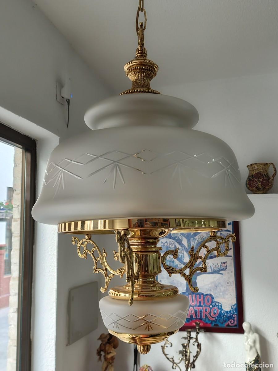 Vintage: ESPECTACULAR LAMPARA CON CRISTAL TALLADO - Foto 6