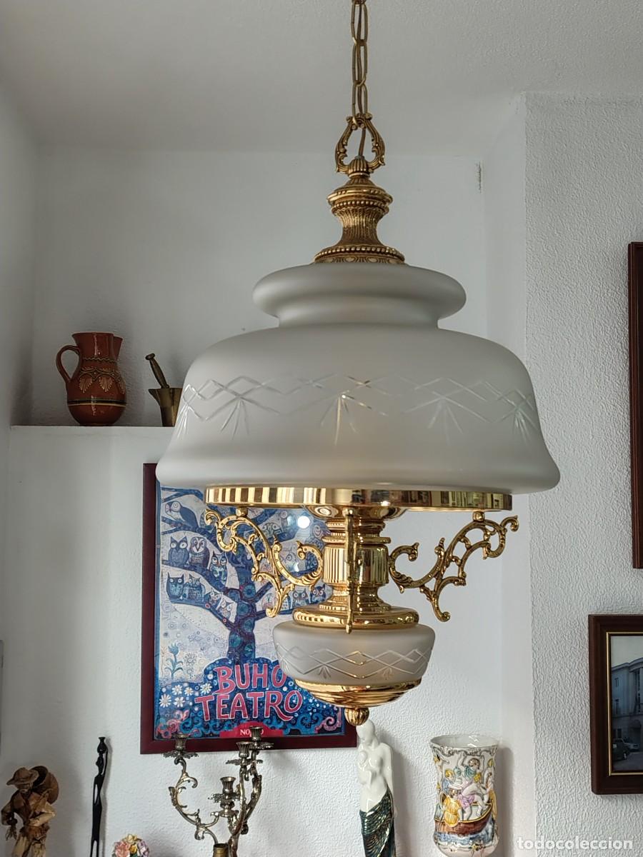 Vintage: ESPECTACULAR LAMPARA CON CRISTAL TALLADO - Foto 4