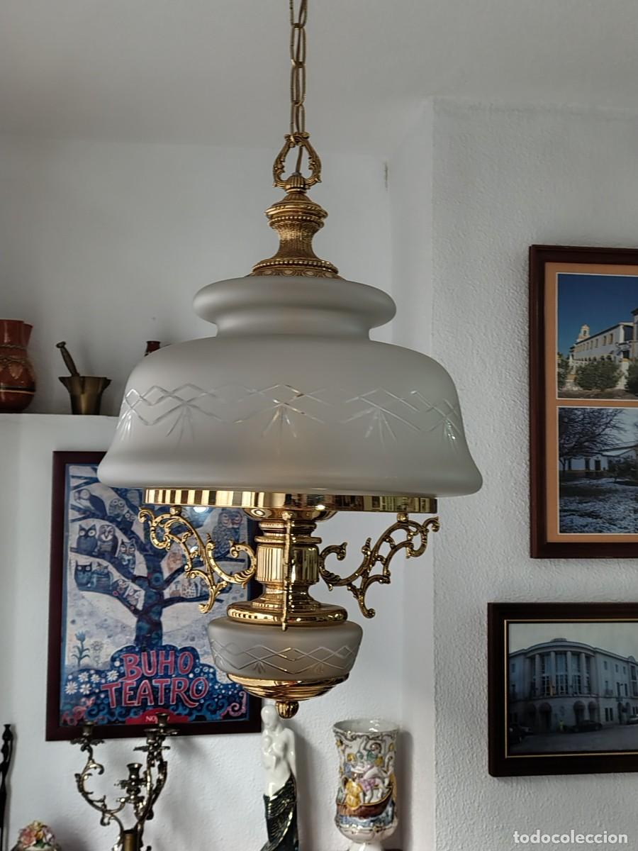 Vintage: ESPECTACULAR LAMPARA CON CRISTAL TALLADO - Foto 12