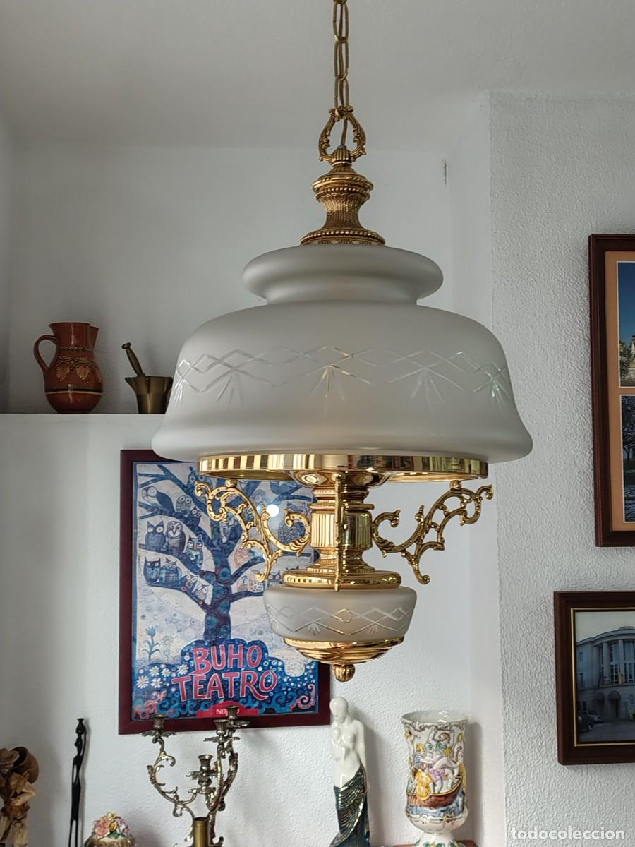 Vintage: ESPECTACULAR LAMPARA CON CRISTAL TALLADO - Foto 13