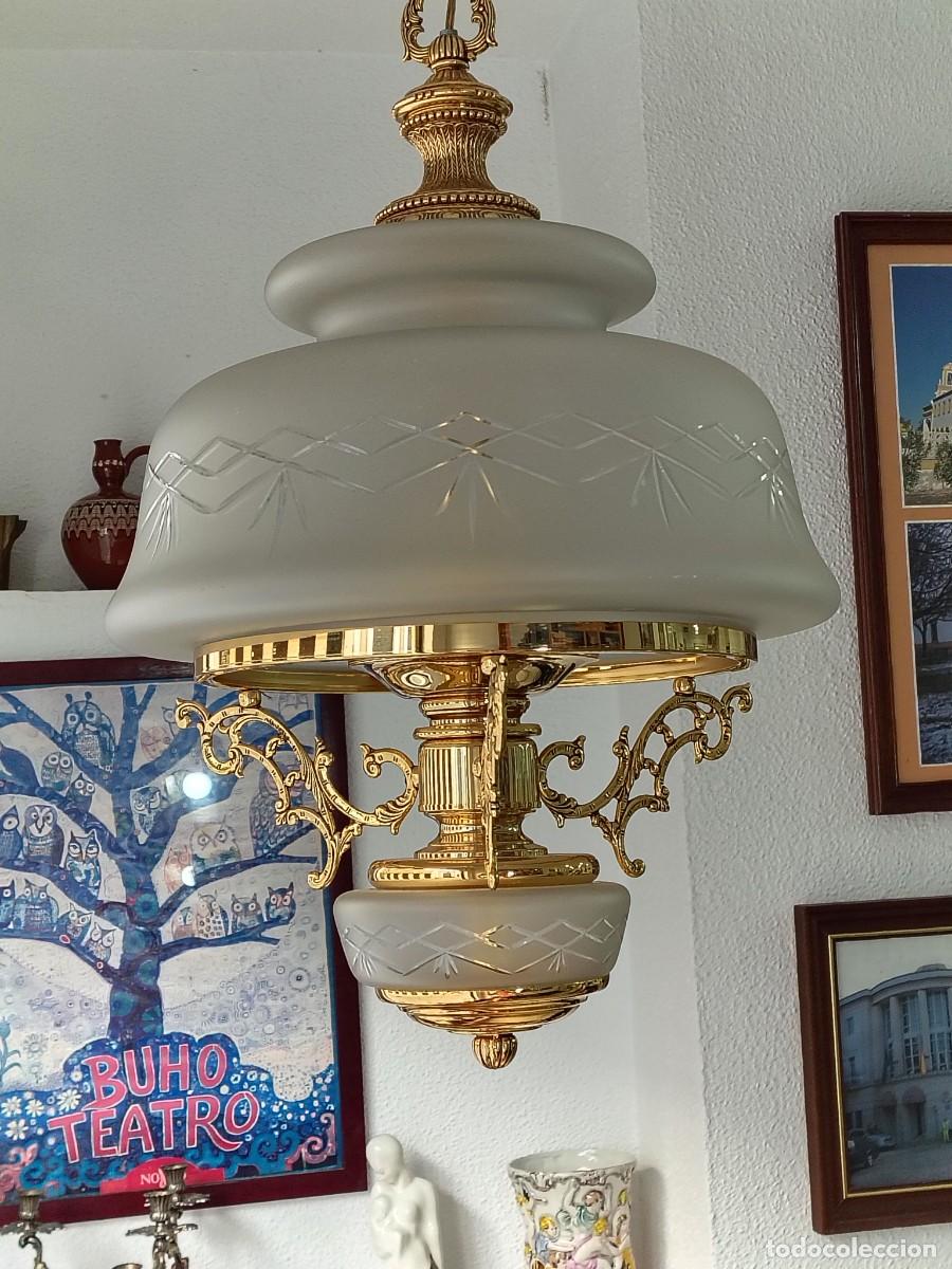 Vintage: ESPECTACULAR LAMPARA CON CRISTAL TALLADO - Foto 14