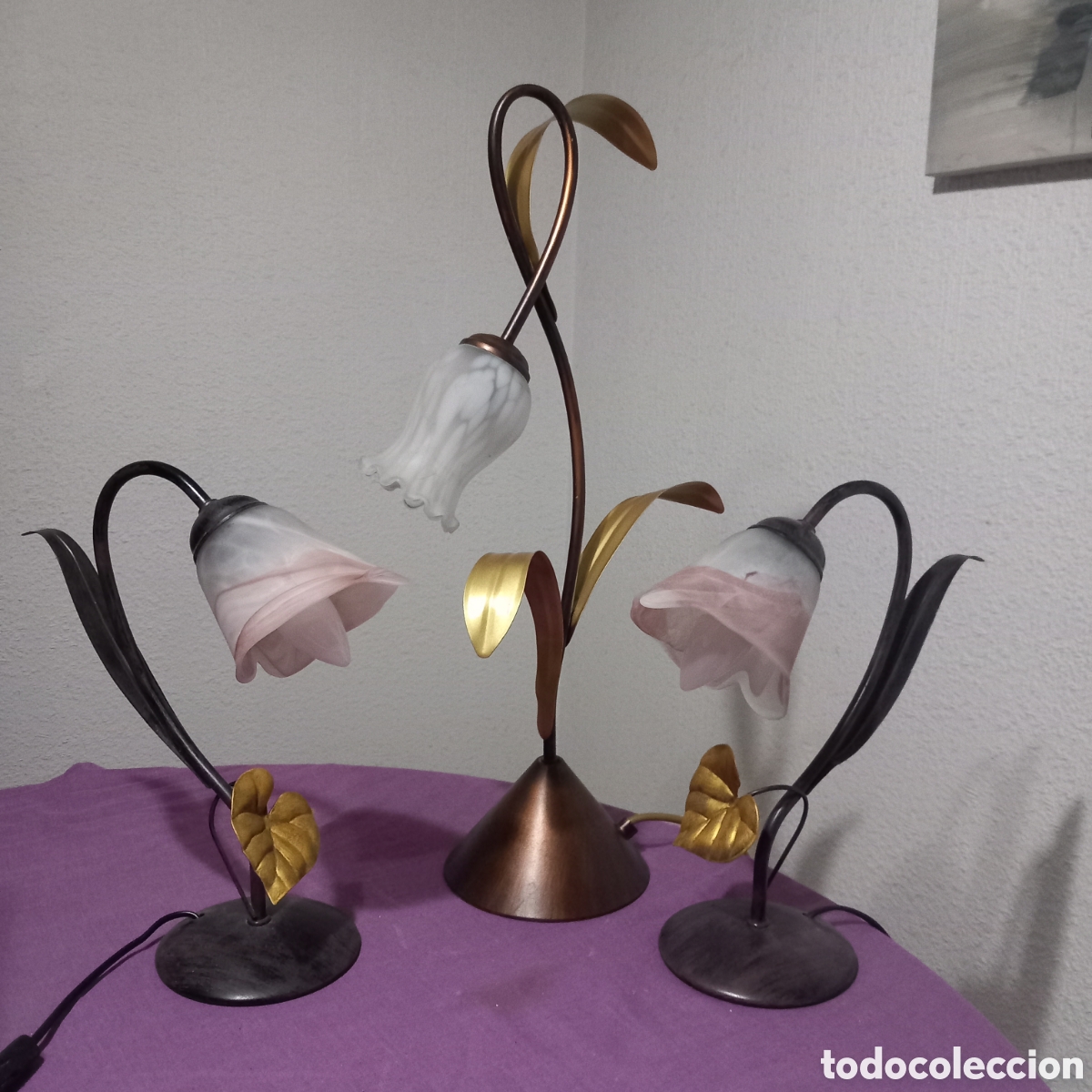 Vintage: CONJUNTO 3&times;LAMPARAS de MESA VINTAGE