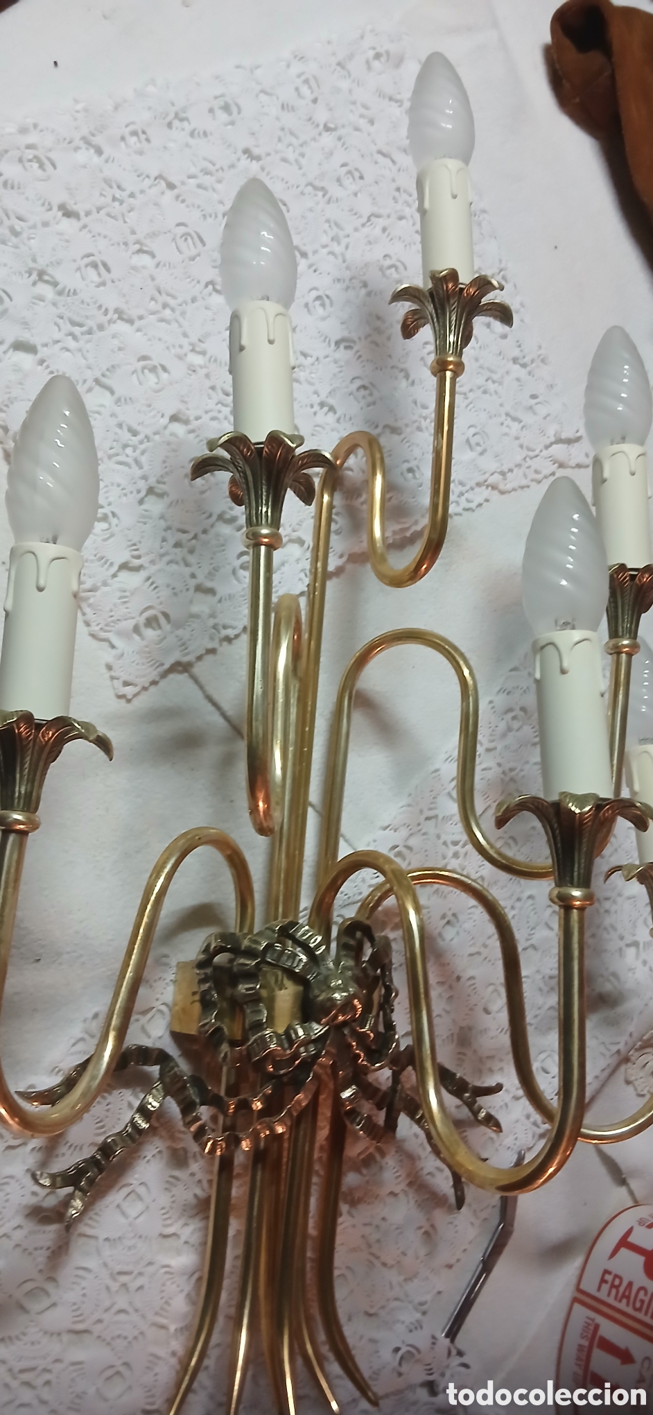 Vintage: Gran aplique de pared 6 luces dorado - Foto 5