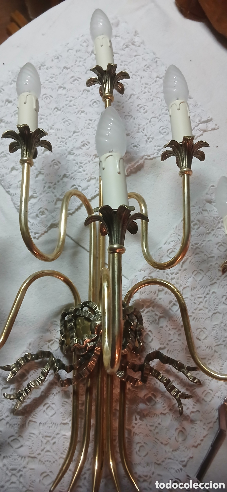 Vintage: Gran aplique de pared 6 luces dorado - Foto 7