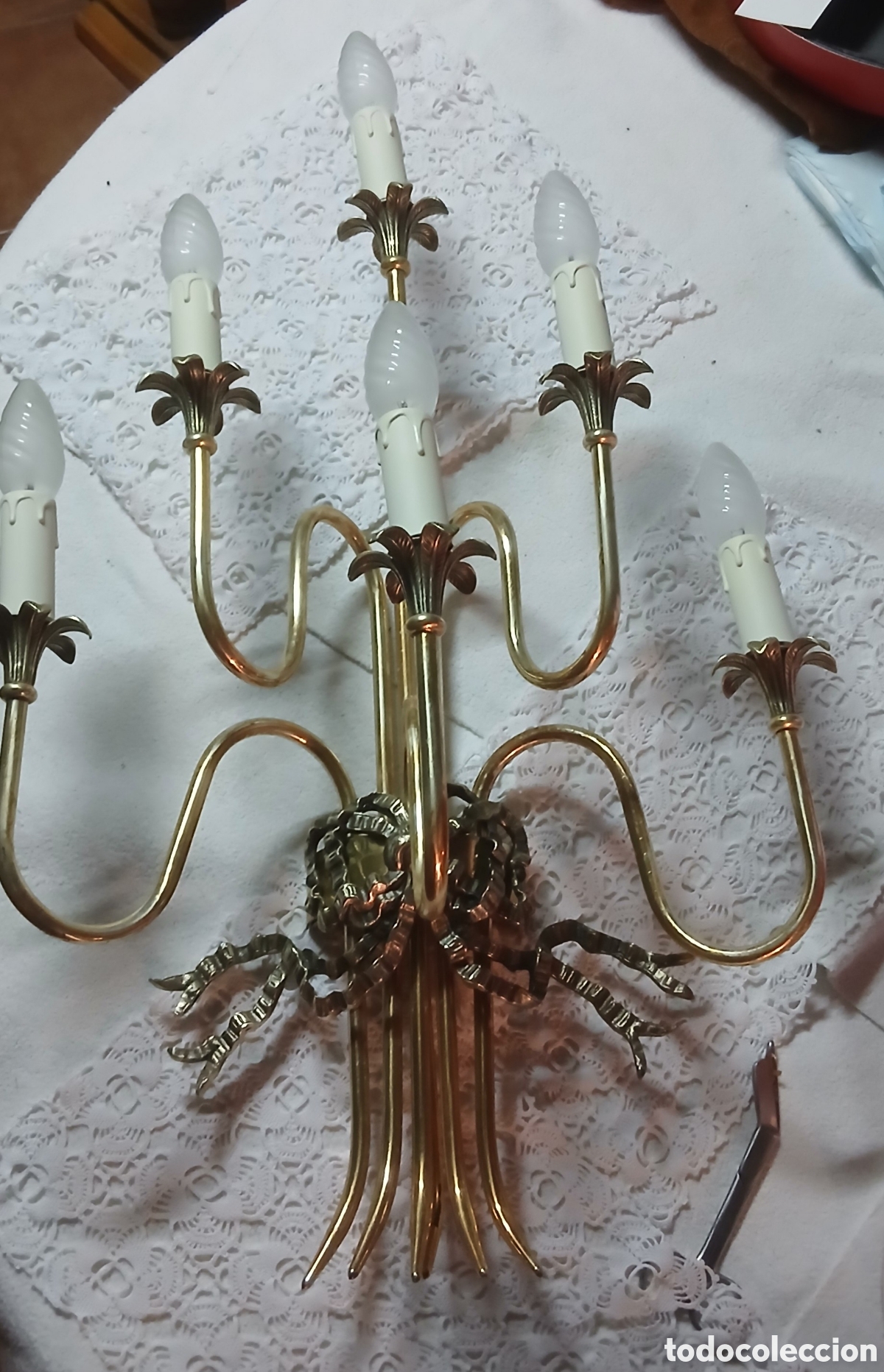 Vintage: Gran aplique de pared 6 luces dorado - Foto 1