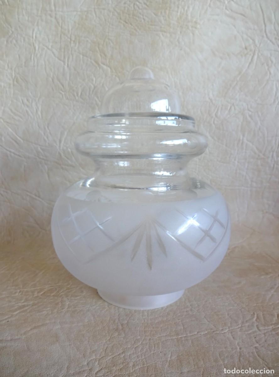 Vintage: antiguo globo lampara de techo cristal tallado a mano y tramo al acido