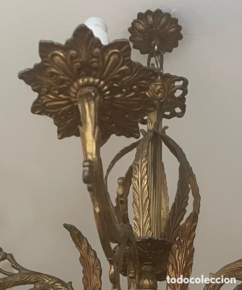 Vintage: L&aacute;mpara techo de bronce - Foto 3