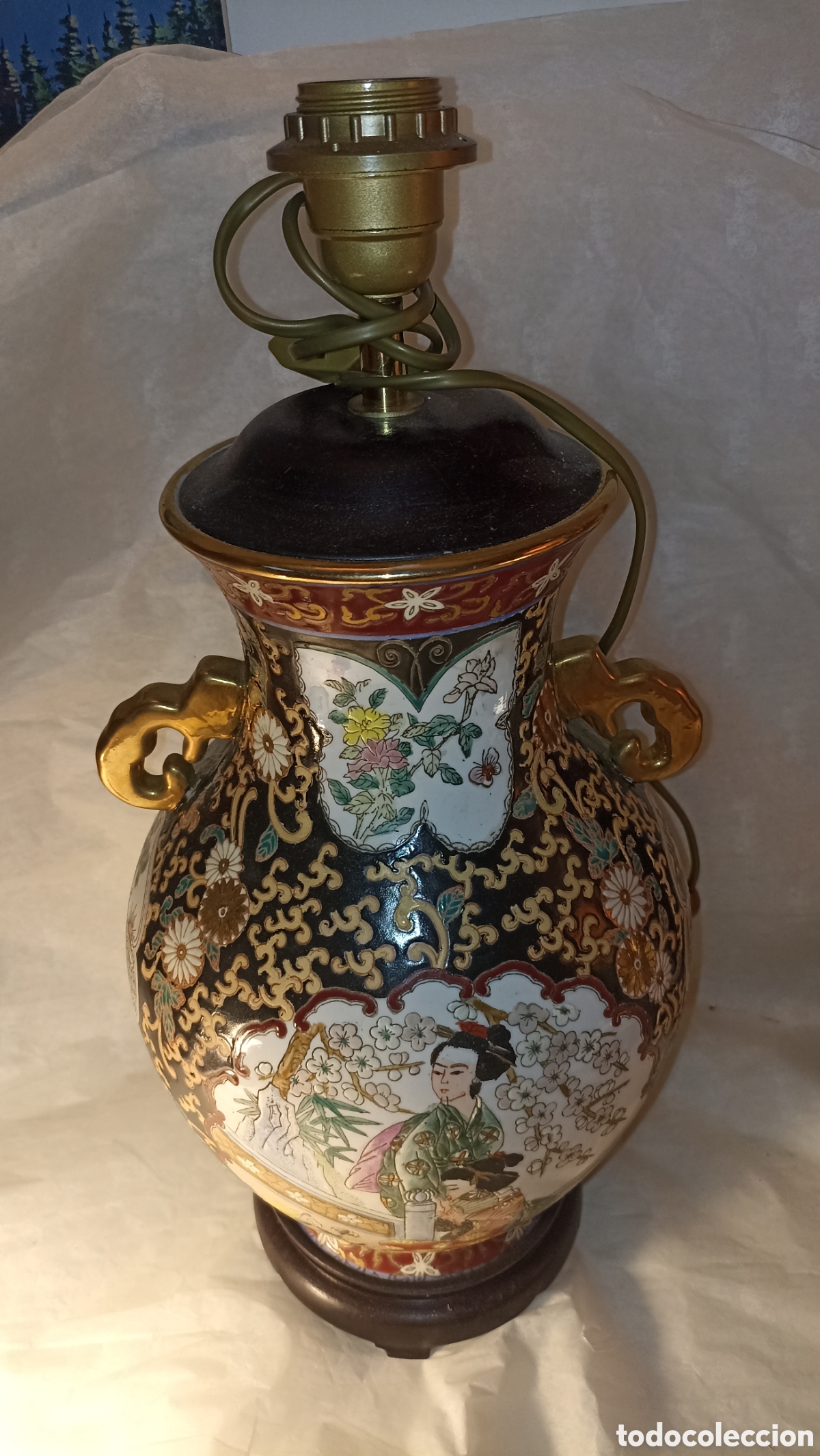 Vintage: L&aacute;mpara de mesa Vintage Estilo Satsuma - 50 cm - Porcelana Oriental